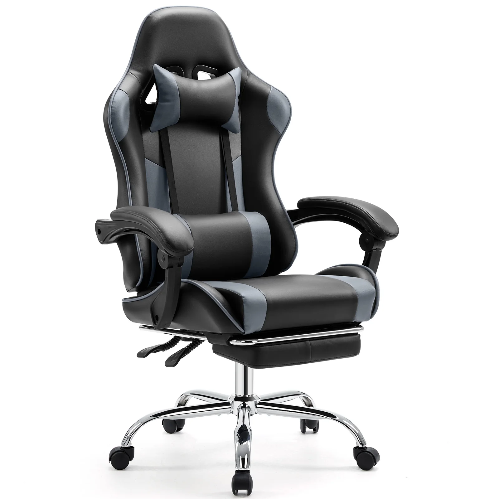Chaise gaming ergonomique réglable – Simili cuir, appuie-tête & support lombaire, idéale bureau & gaming – Image 10