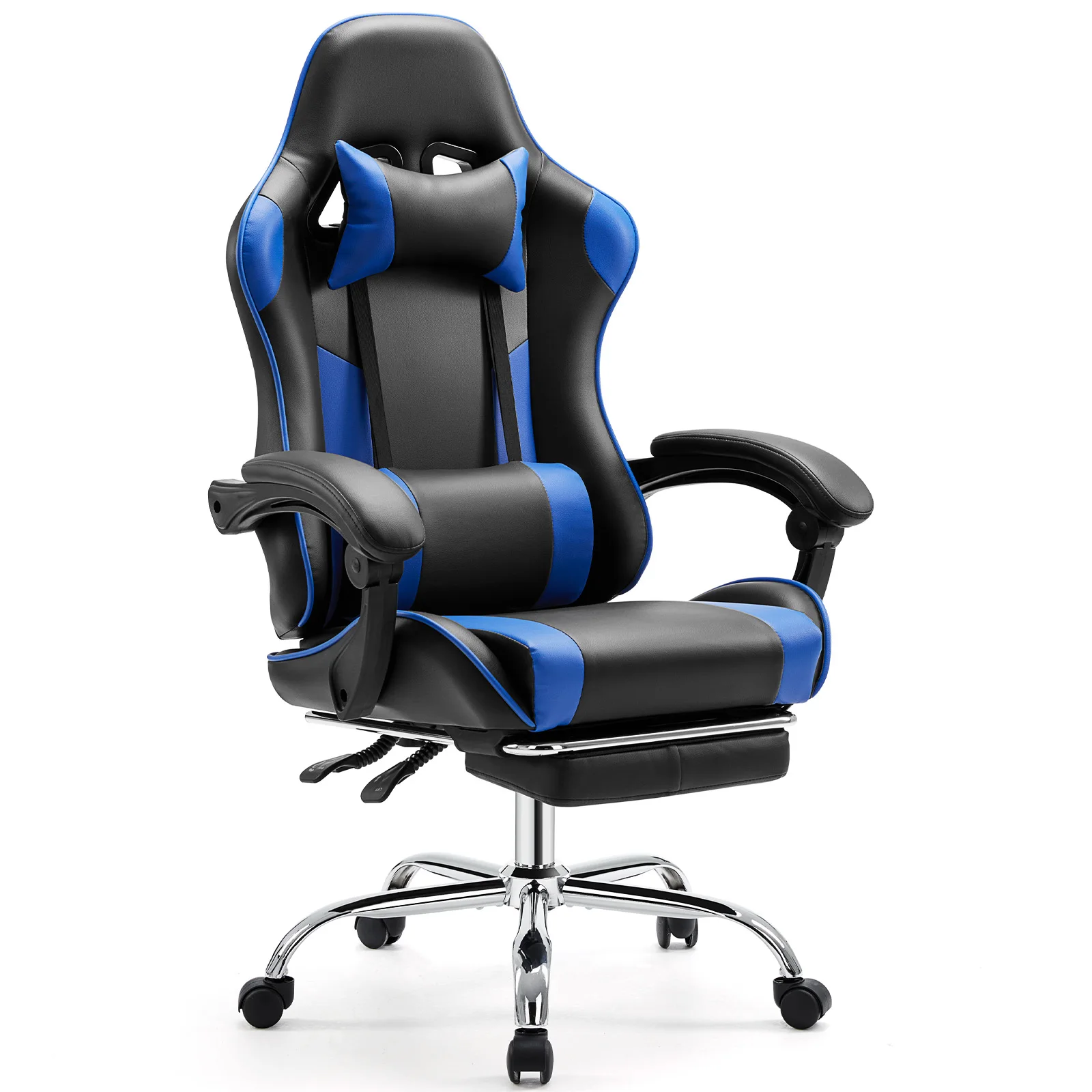Chaise gaming ergonomique réglable – Simili cuir, appuie-tête & support lombaire, idéale bureau & gaming – Image 11