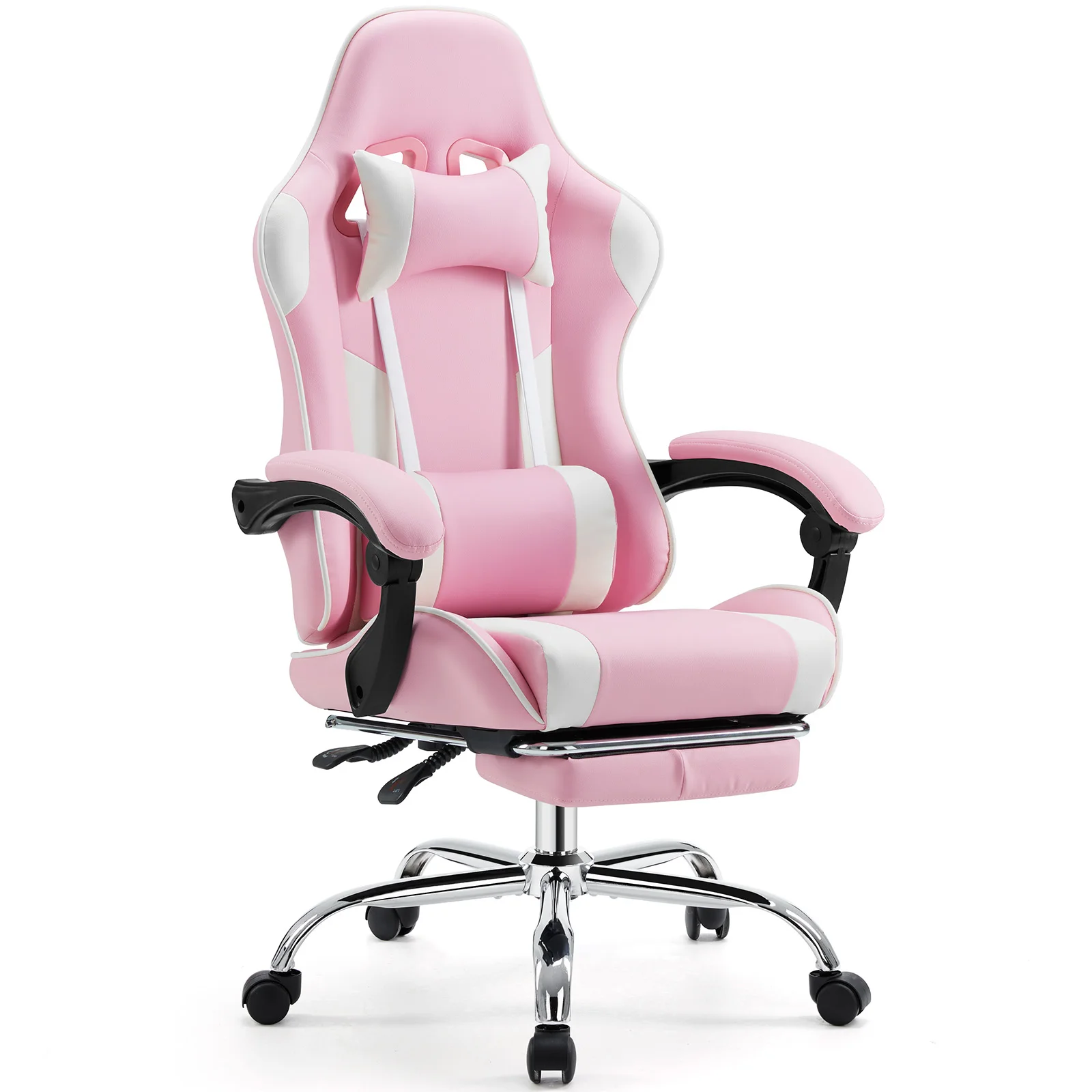 Chaise gaming ergonomique réglable – Simili cuir, appuie-tête & support lombaire, idéale bureau & gaming – Image 8