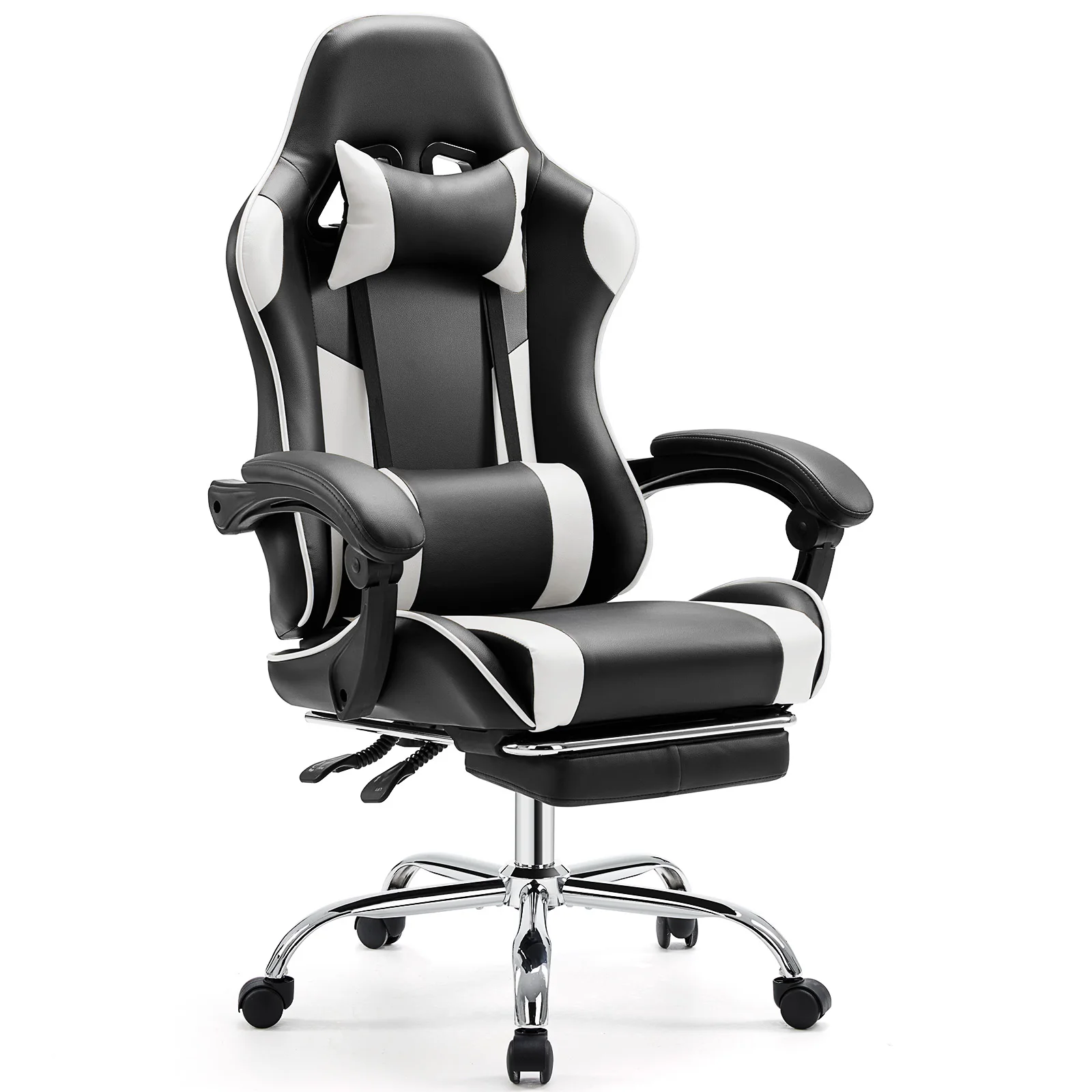 Chaise gaming ergonomique réglable – Simili cuir, appuie-tête & support lombaire, idéale bureau & gaming – Image 9