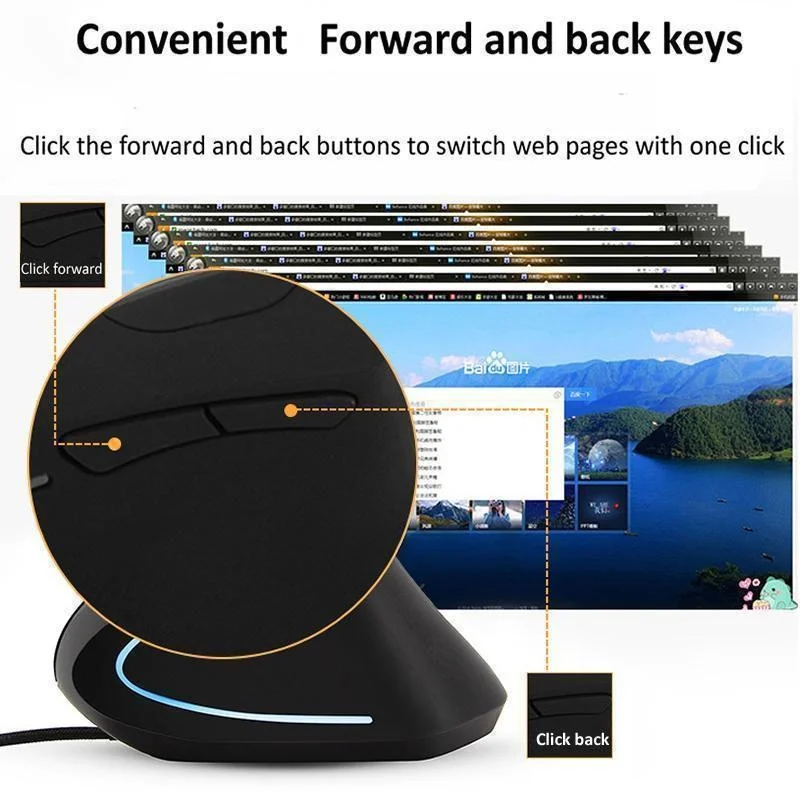 Souris verticale ergonomique RGB 3200DPI - USB Optique – Image 4