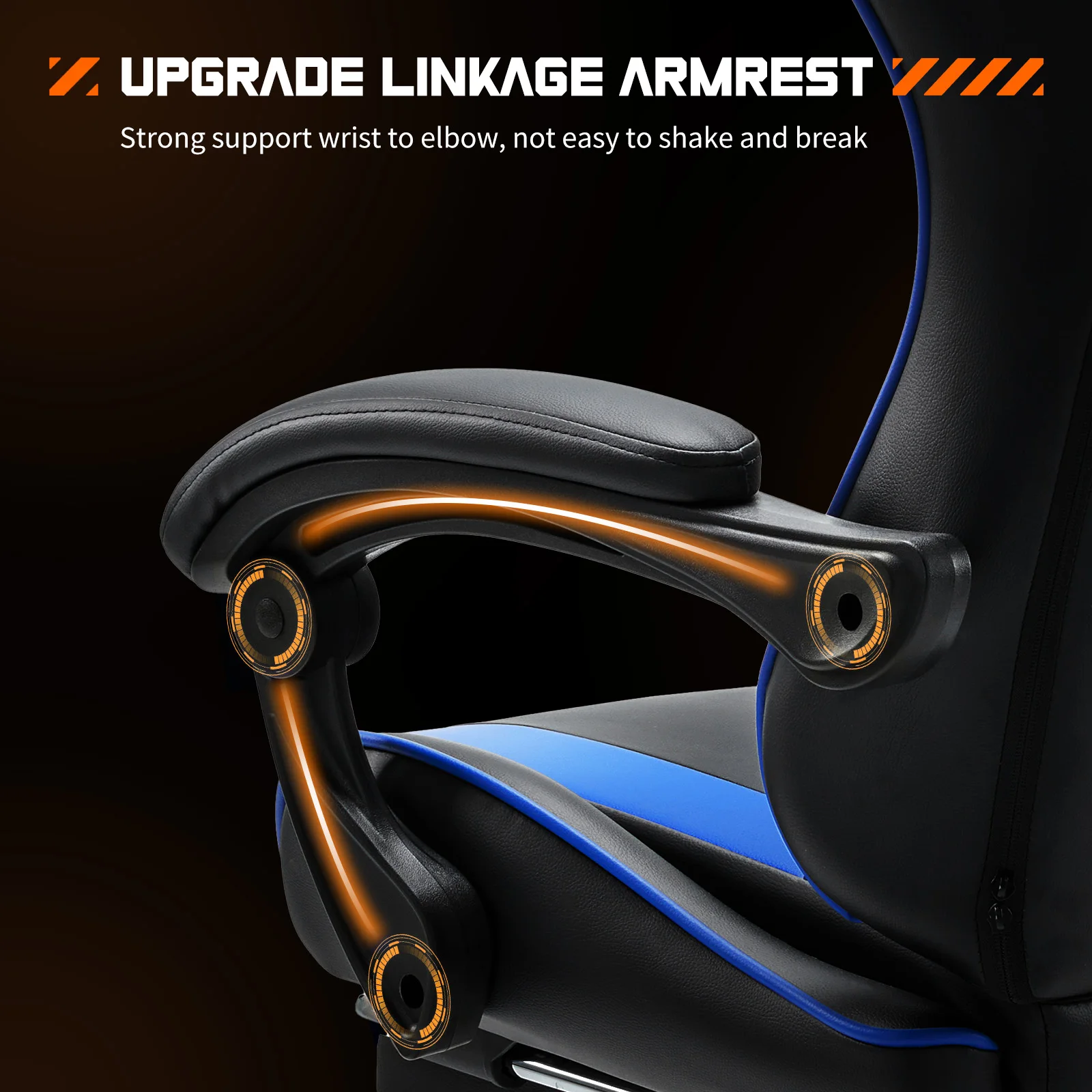 Chaise gaming ergonomique réglable – Simili cuir, appuie-tête & support lombaire, idéale bureau & gaming – Image 5