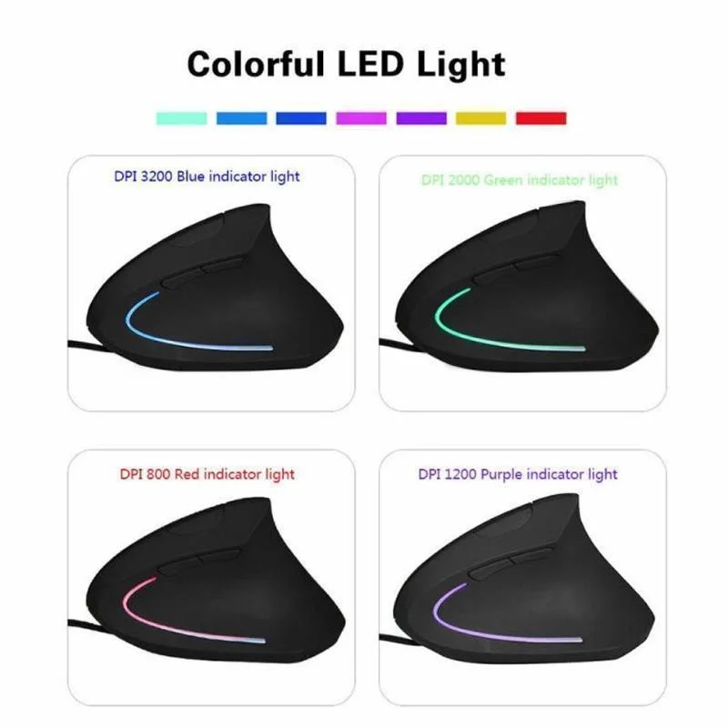 Souris verticale ergonomique RGB 3200DPI - USB Optique – Image 3