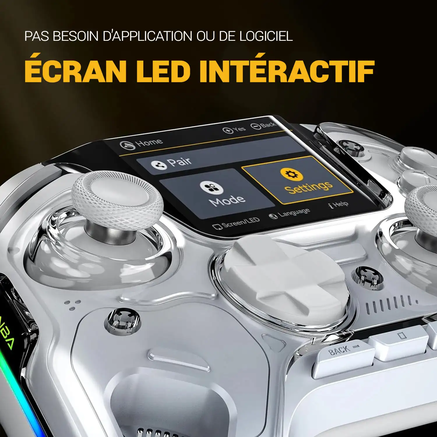 Manette sans fil avec écran interactif - Compatible iOS/Android/Switch/PC - Lumière RGB + Dock de chargement – Image 2