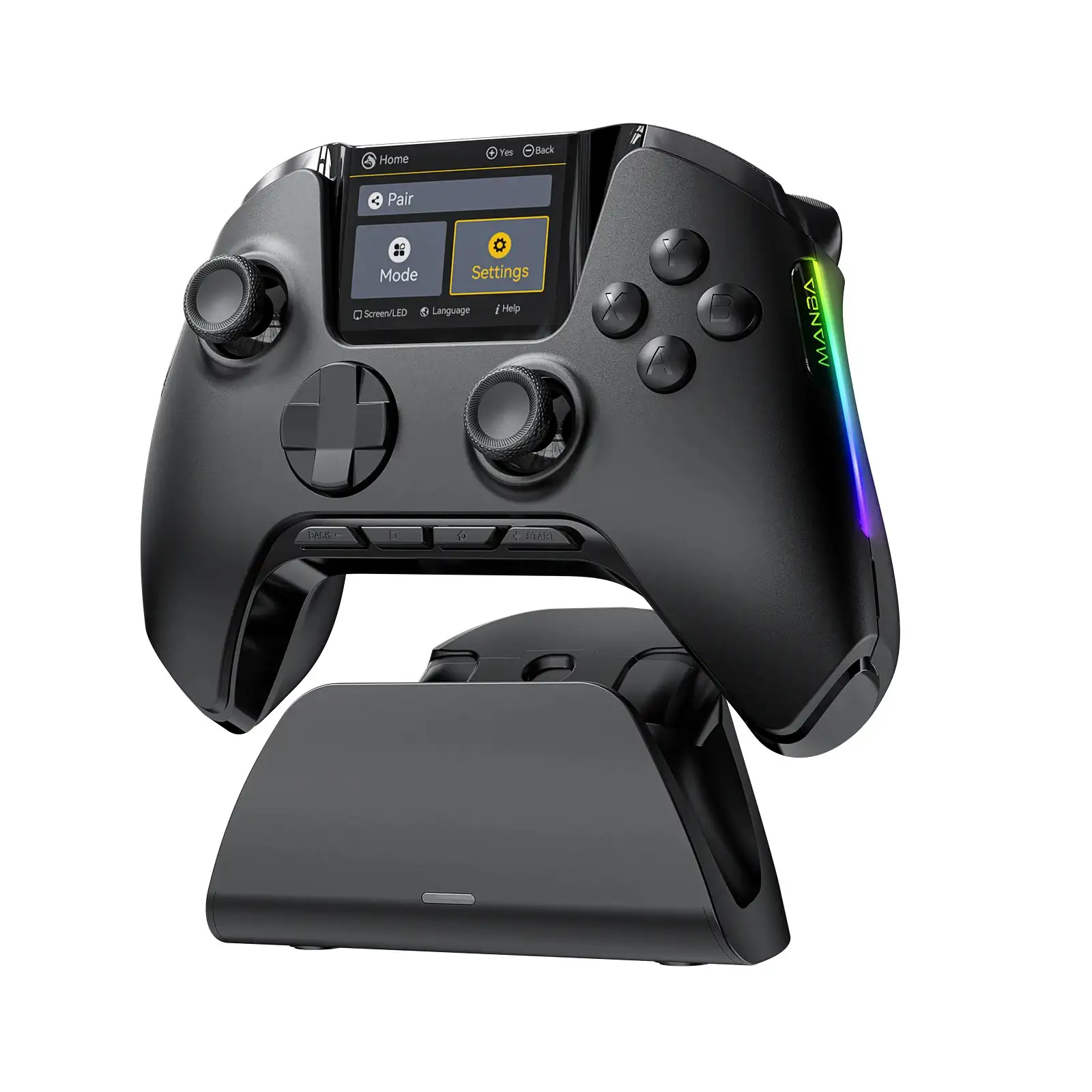 Manette sans fil avec écran interactif - Compatible iOS/Android/Switch/PC - Lumière RGB + Dock de chargement